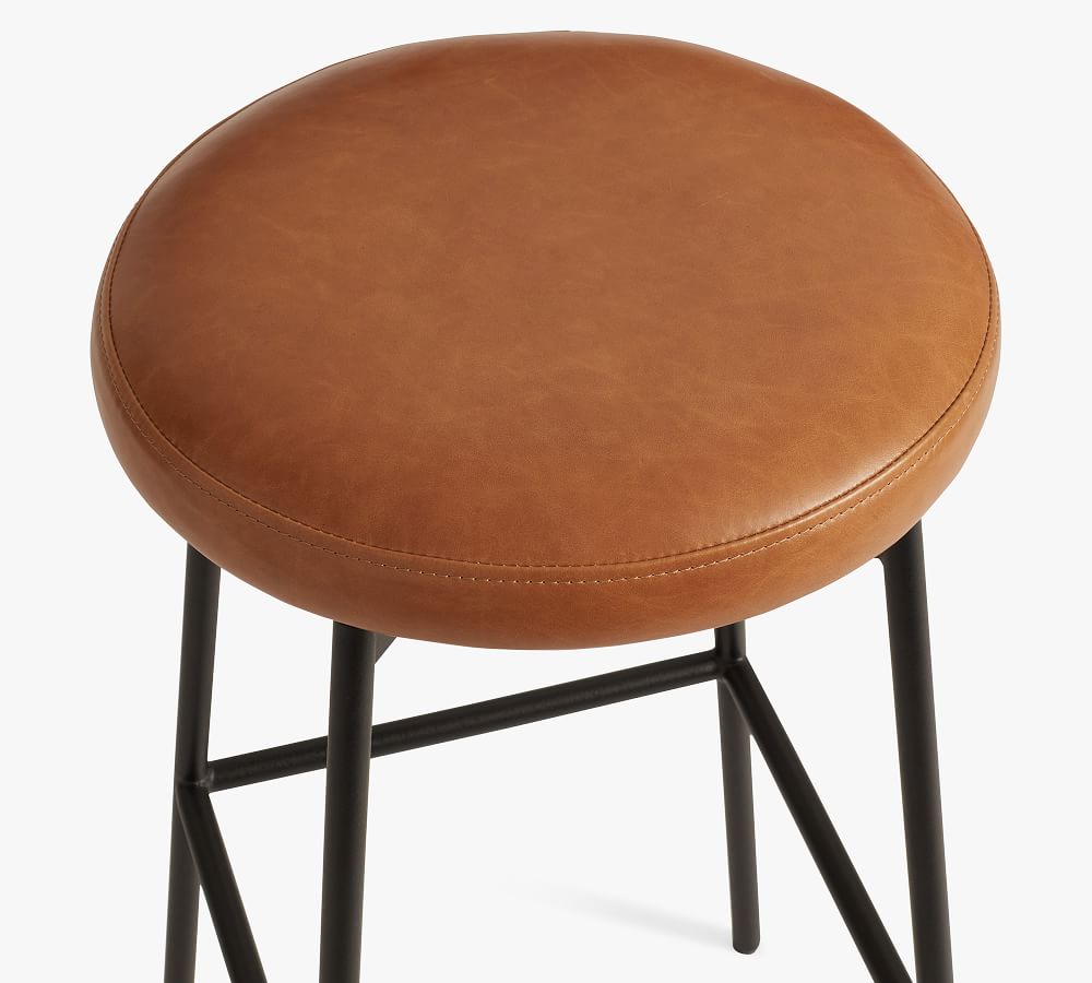 Maison Leather Backless Swivel Bar & Counter Stools Pottery Barn