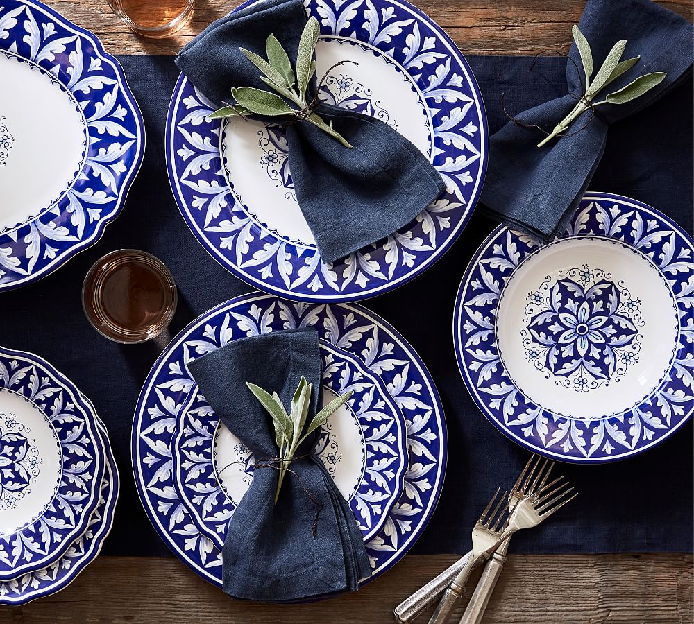 Nova Deruta Ceramic Wide Rim Pasta Bowls Set of 4 Pottery Barn