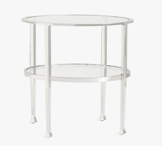 pottery barn tanner round end table