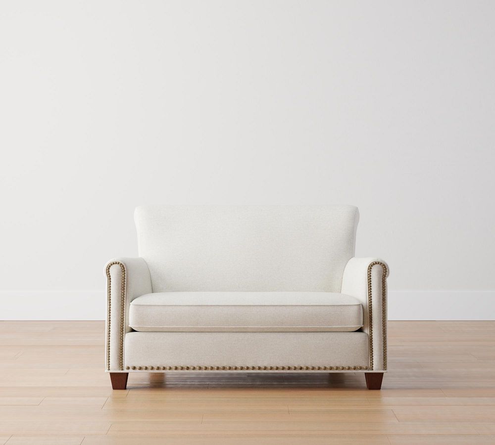 Irving Roll Arm Upholstered Settee Sofa For Small Spaces Pottery Barn