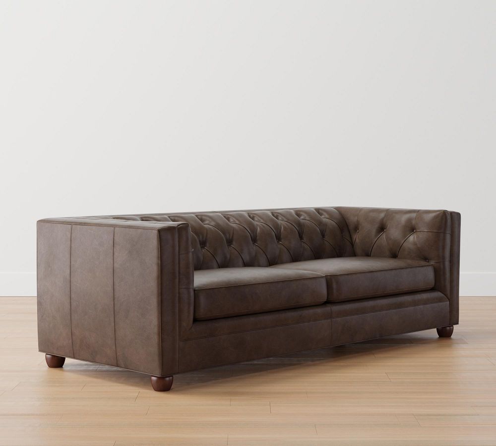 Chesterfield Square Arm Leather Sofa Pottery Barn