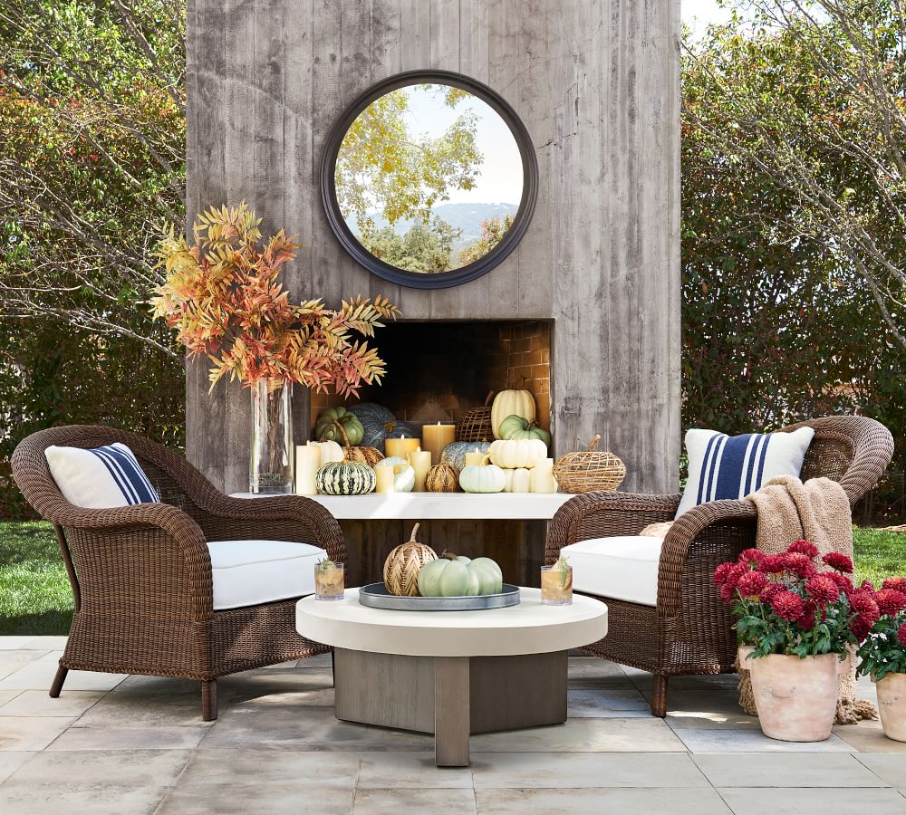 Pomona Indoor/Outdoor 38" Concrete & FSC® Acacia Round Coffee Table