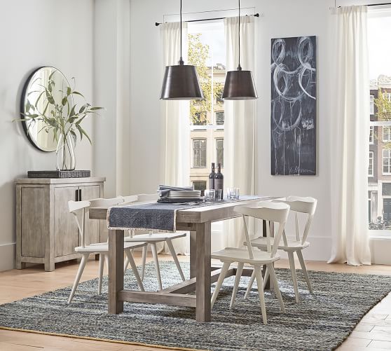 pottery barn reed extending dining table