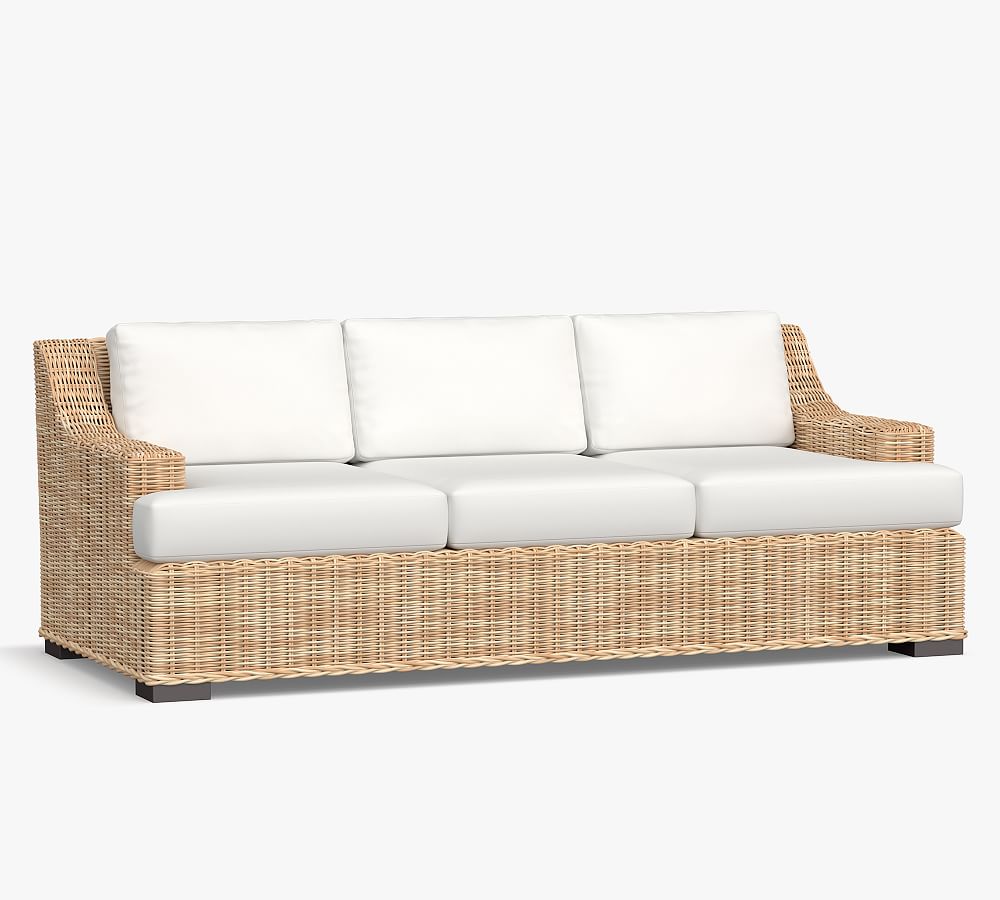 Huntington AllWeather Wicker Slope Arm Outdoor Sofa Pottery Barn
