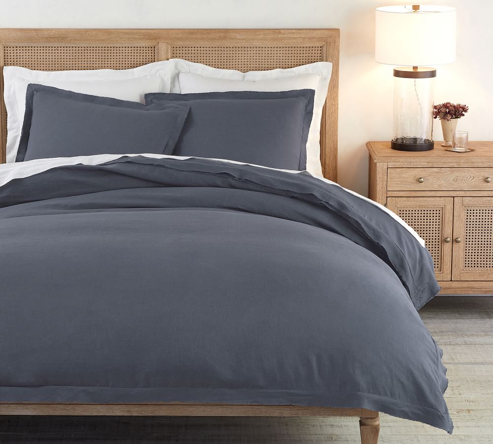 Belgian Flax Linen Double Flange Duvet Cover | Pottery Barn