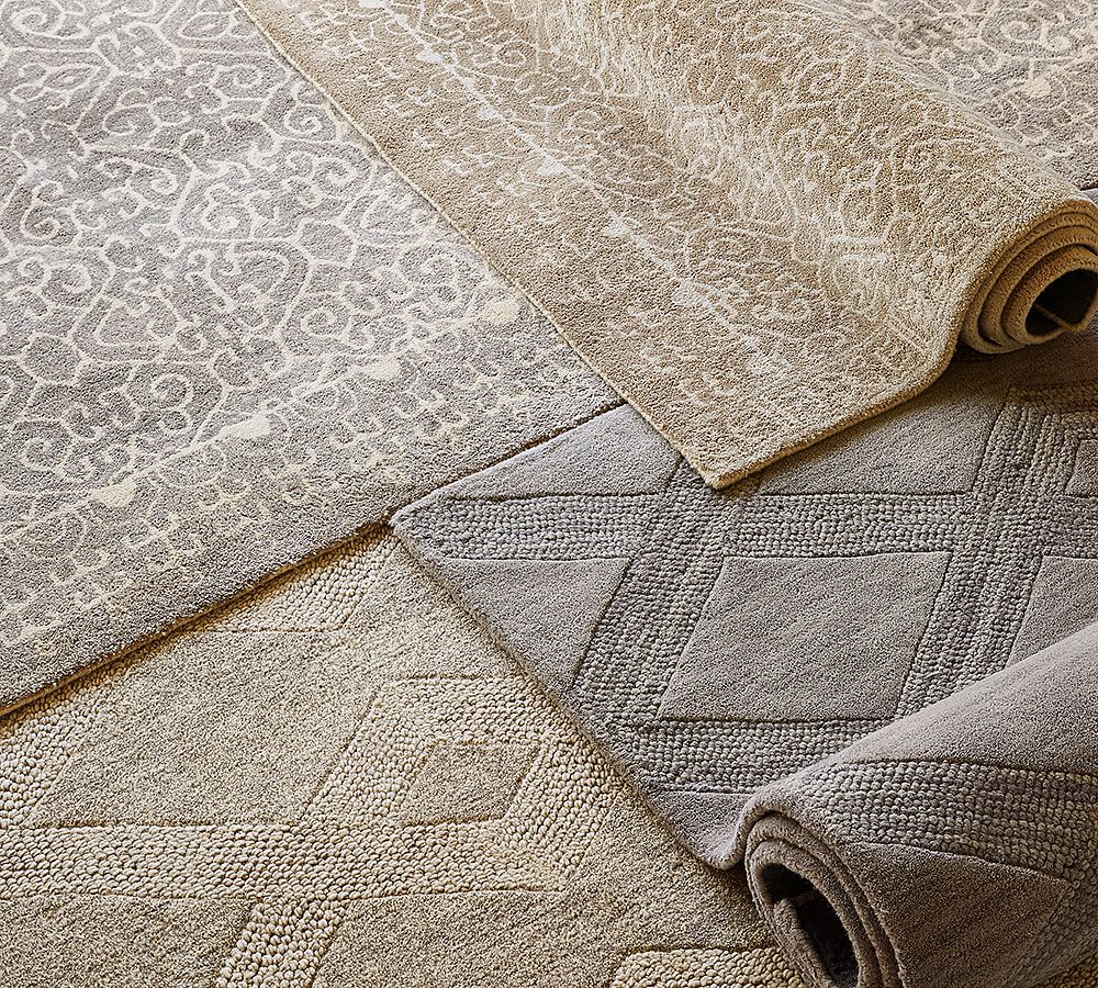 Ivory/Neutral Luna Tonal Tufted Rug Patterned Rugs Pottery Barn