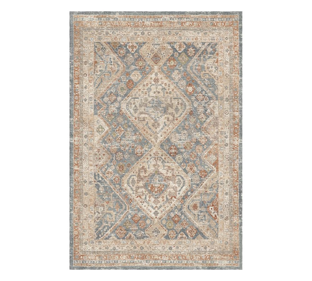 Blue Multi Mahalia Printed Rug Patterned Rugs Pottery Barn