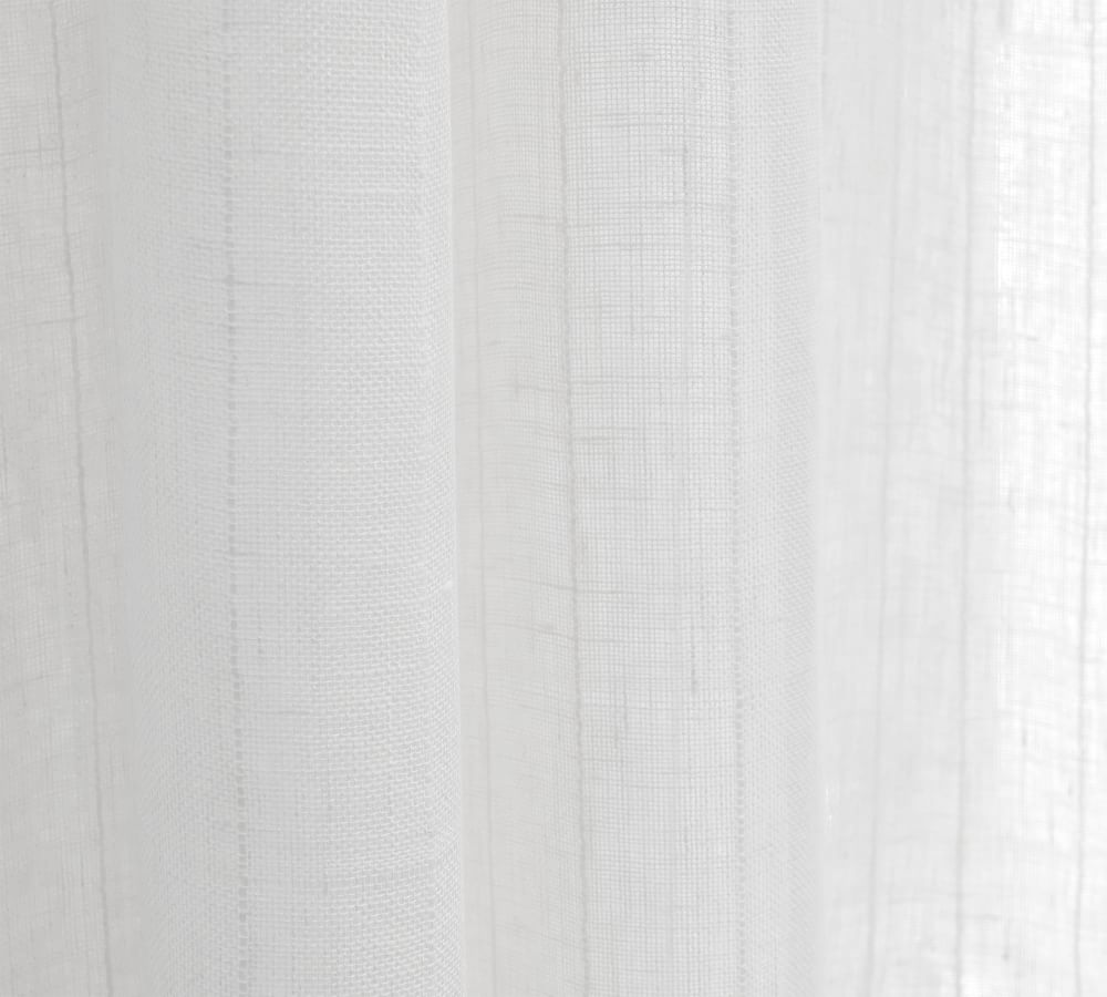 Emery Linen Pinstripe Sheer Curtain | Pottery Barn