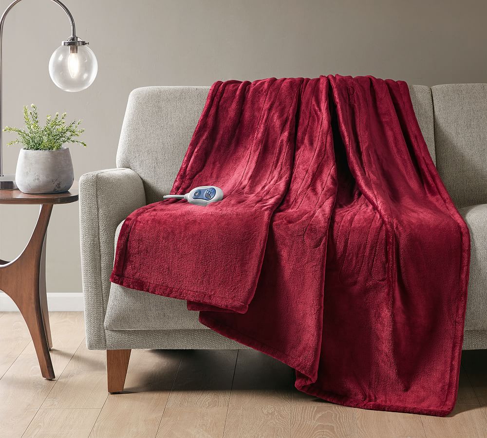Beautyrest® Heated Plush Throw Blanket Pottery Barn
