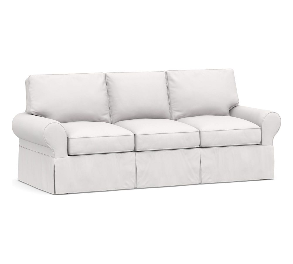 PB Basic Slipcovered Sleeper Sofa with Memory Foam Mattress, Polyester Wrapped Cushions, Twill