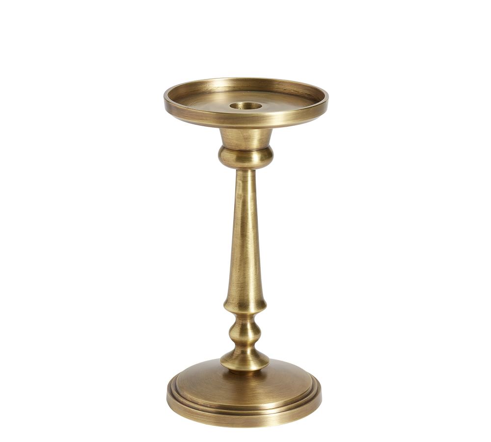 Booker Pillar Candleholders - Brass | Pottery Barn