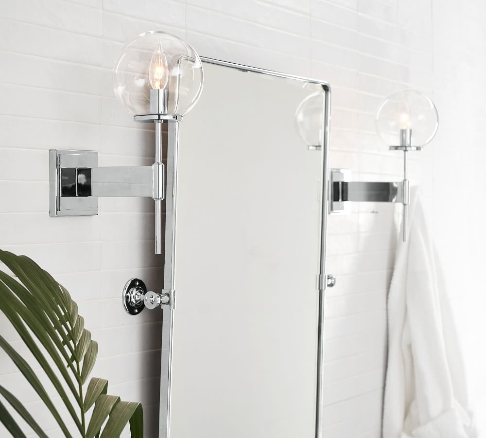 Matte Black Vintage Rounded Rectangle Pivot Mirror, 27x35", Contract