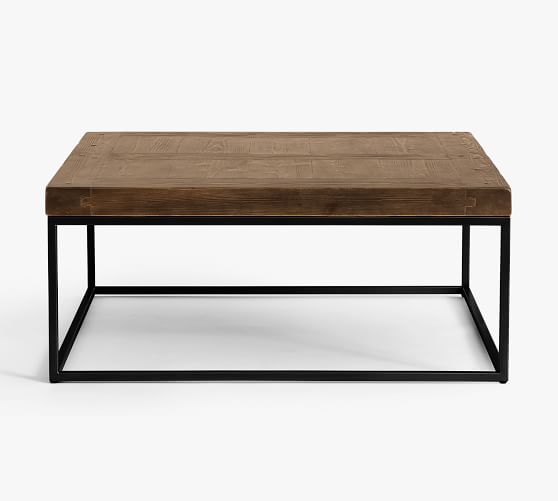 square wood metal coffee table