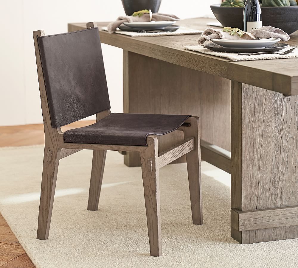 Noe Leather Sling Dining Chair Pottery Barn