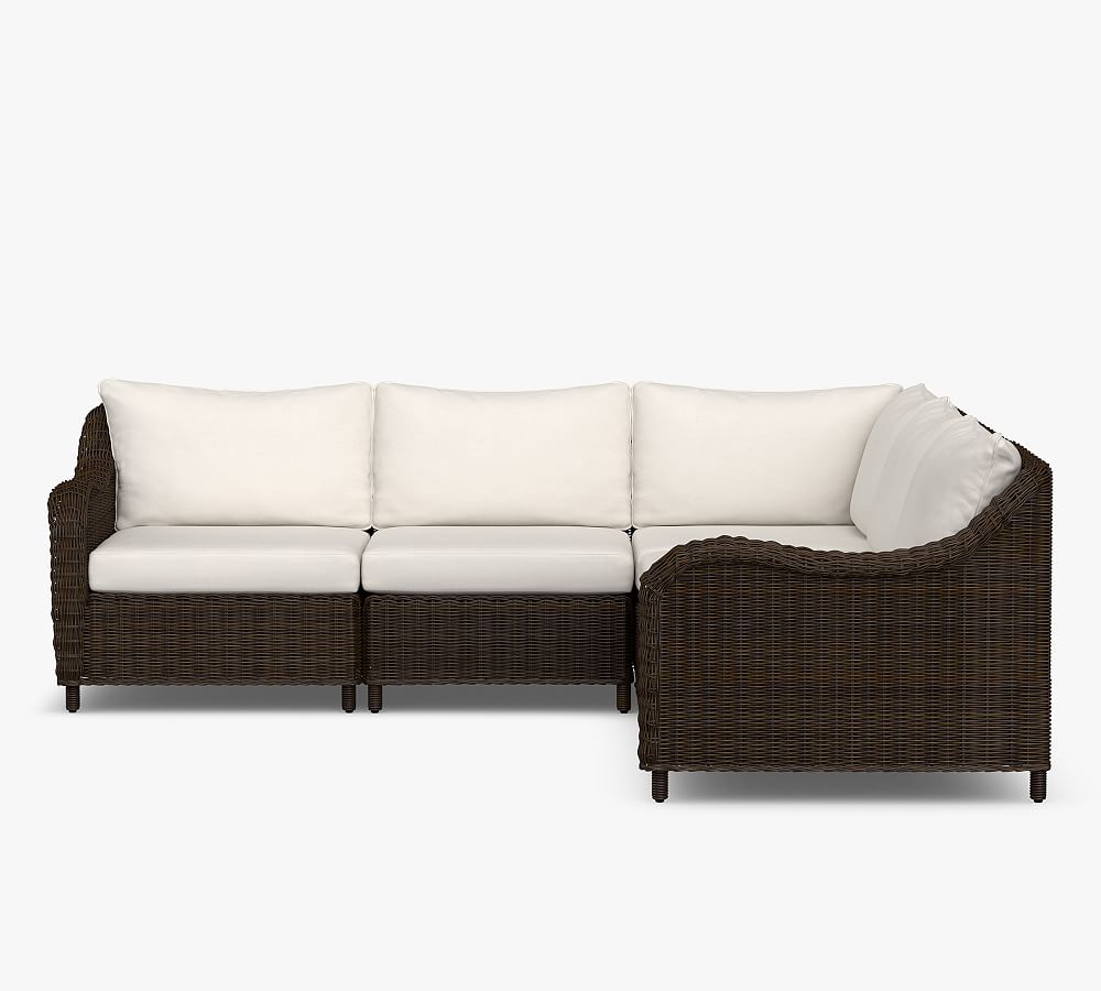 Torrey AllWeather Wicker Roll Arm Outdoor Sectional Set, Espresso