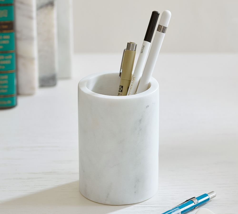 marble pencil cup