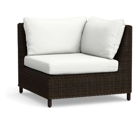 Torrey Sectional, Corner Chair Cushion Slipcover, Premium Sunbrella®; Canvas White