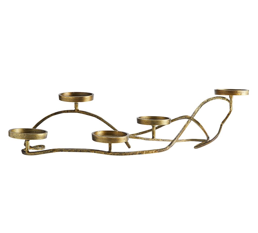 Faye Tumbled Brass Multi Pillar Candle Centerpiece Pottery Barn