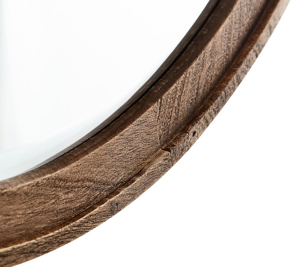 Campbell Round Acacia Wood Mirror 32" Pottery Barn