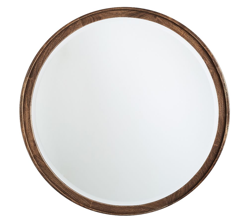 Campbell Round Acacia Wood Mirror 32" Pottery Barn
