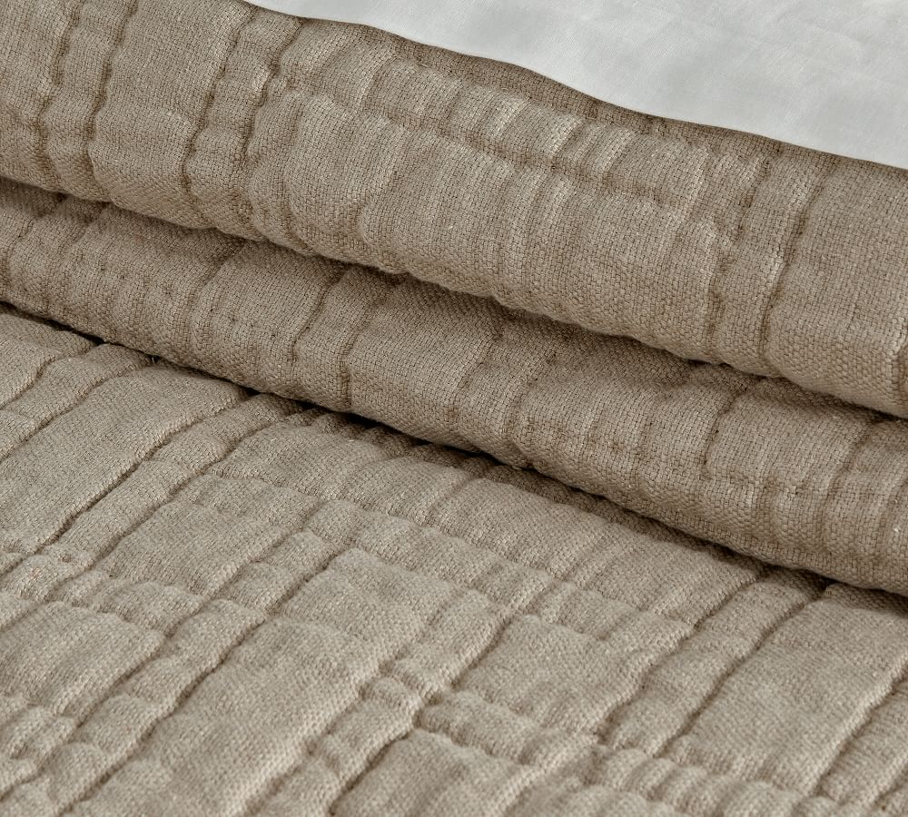 Belgian Flax Linen Handcrafted Basketweave Quilt Pottery Barn