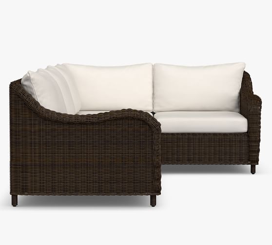 Torrey AllWeather Wicker Roll Arm Outdoor Sectional Set, Espresso