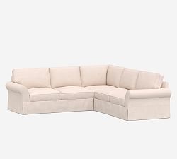 PB Comfort Roll Arm Slipcovered 3-Piece L-Sectional