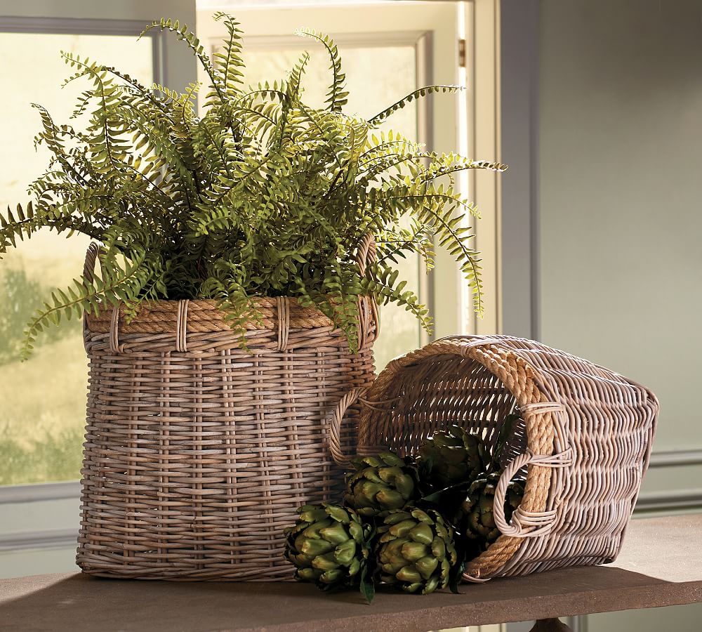 Asheville Rattan Baskets Set of 2 Pottery Barn