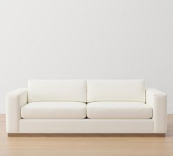 Carmel Square Wide Arm Upholstered Sofa with Wood Base