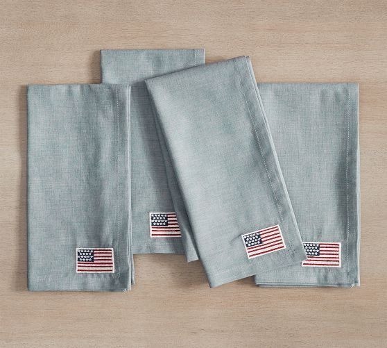 American Flag Icon Cotton/Linen Napkins Set of 4 Pottery Barn