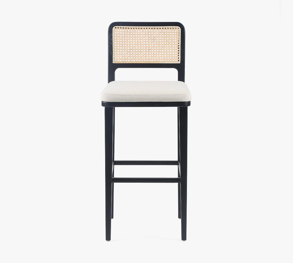 Lisbon Upholstered Cane Narrow Bar & Counter Stools | Pottery Barn