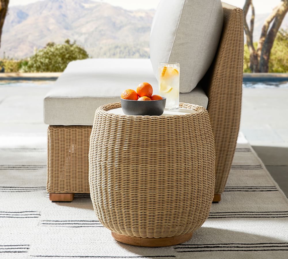 pottery barn rattan table