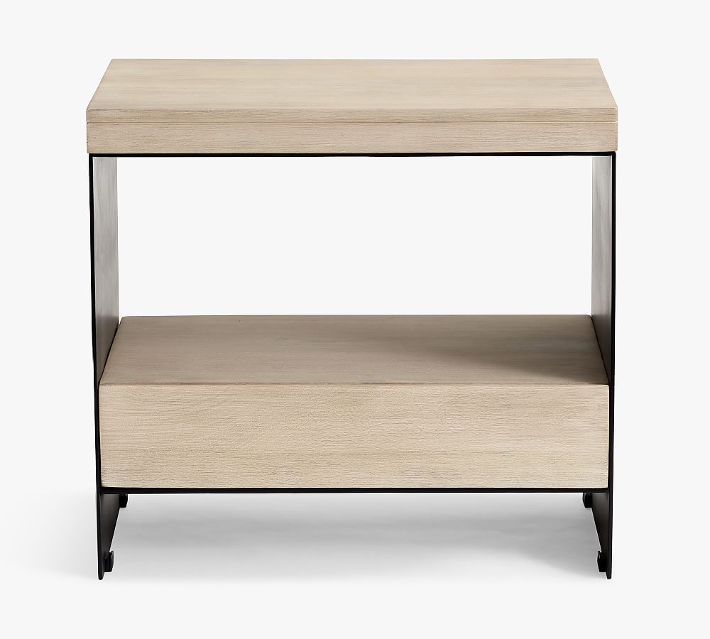 Cayman Reclaimed Wood & Metal Nightstand Pottery Barn