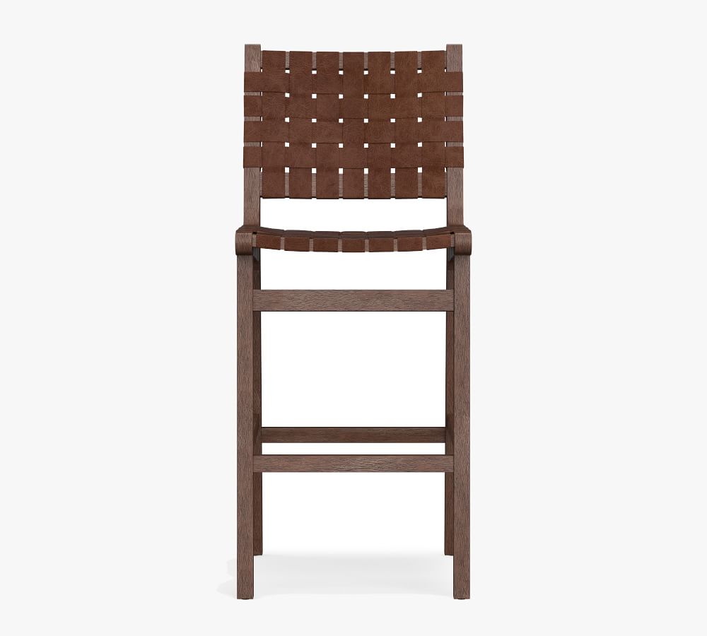 Fenton Woven Leather Bar & Counter Stools Pottery Barn