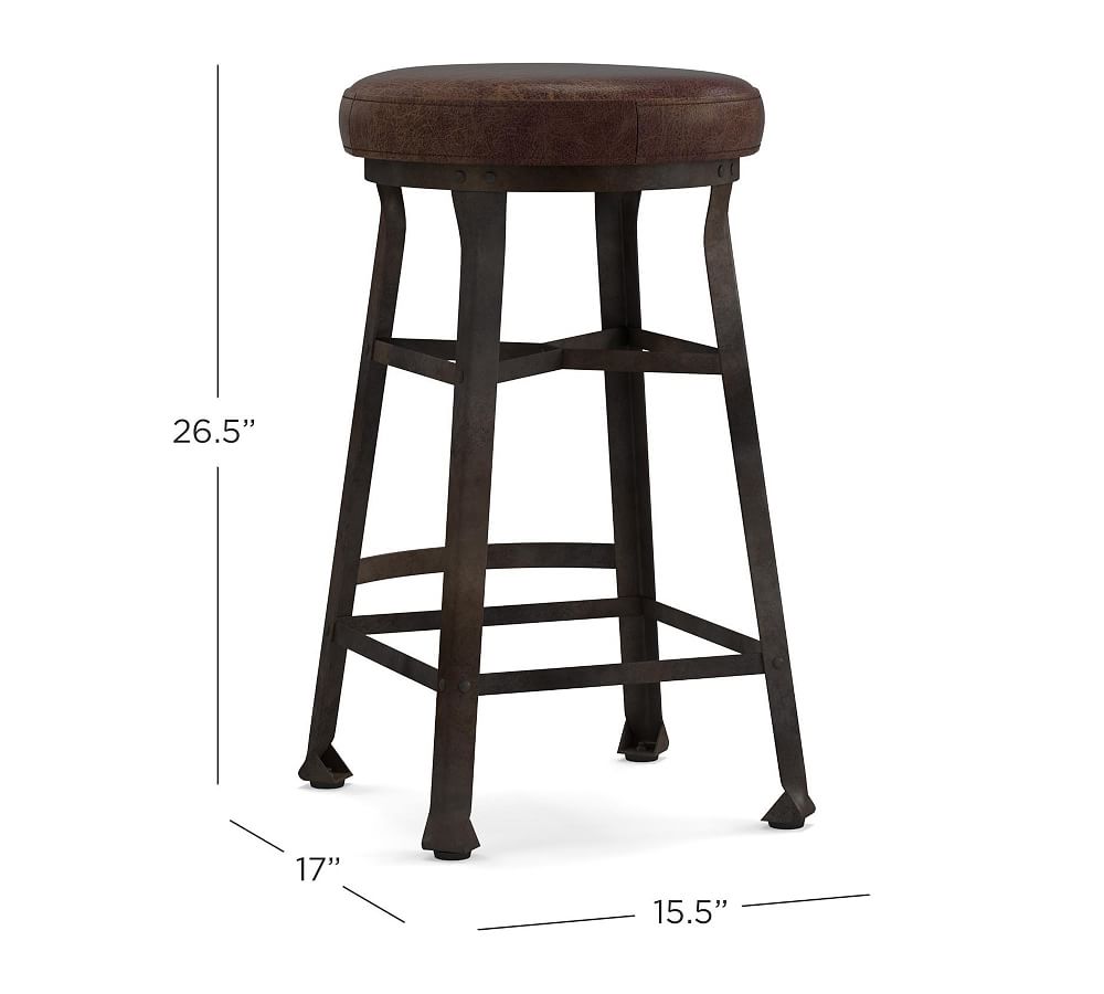 Decker Leather Seat Bar Stool Pottery Barn