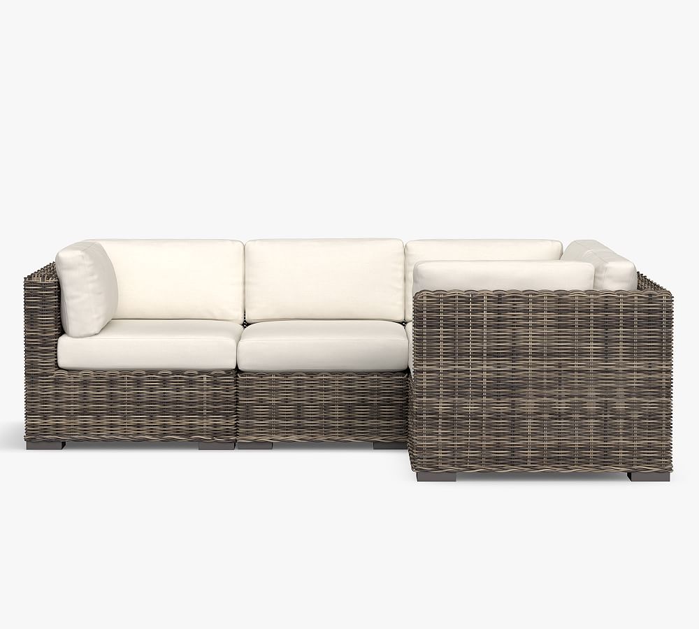 Huntington AllWeather Wicker Square Arm Outdoor Sectional Set Pottery Barn