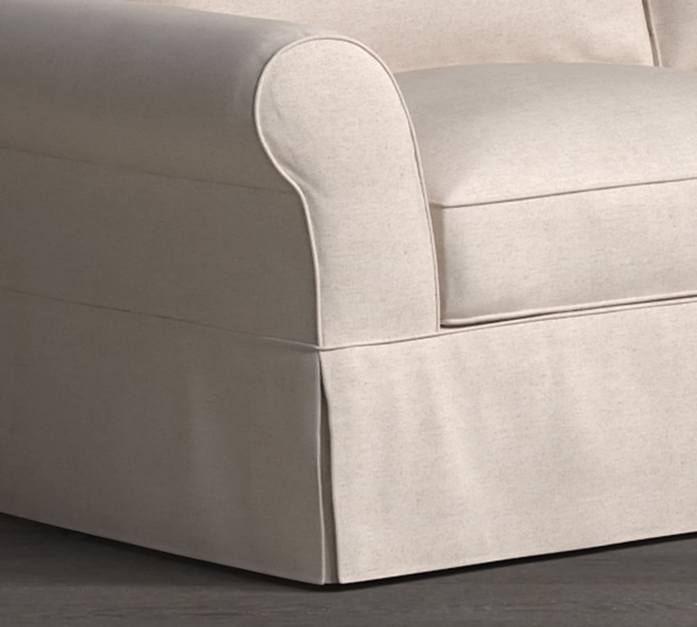 PB Comfort Roll Arm Left-arm Loveseat Slipcover, Box Edge, Performance ...