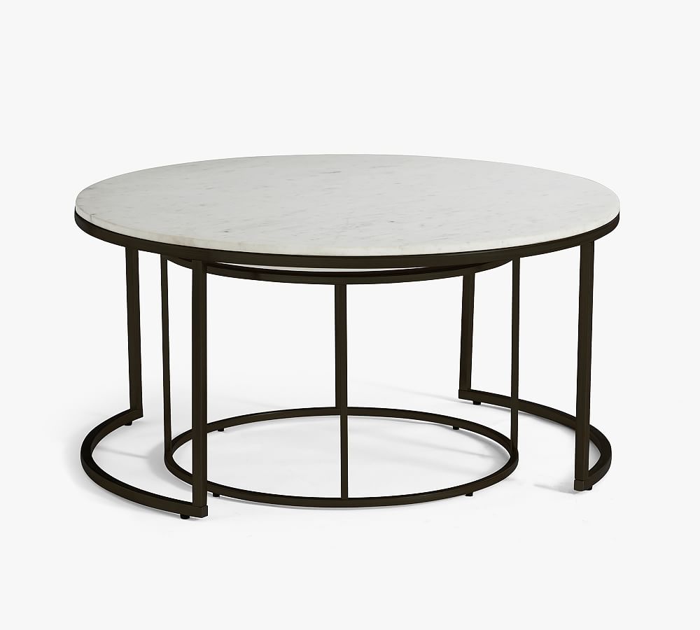 Delaney Round Marble Nesting Coffee Tables | Pottery Barn