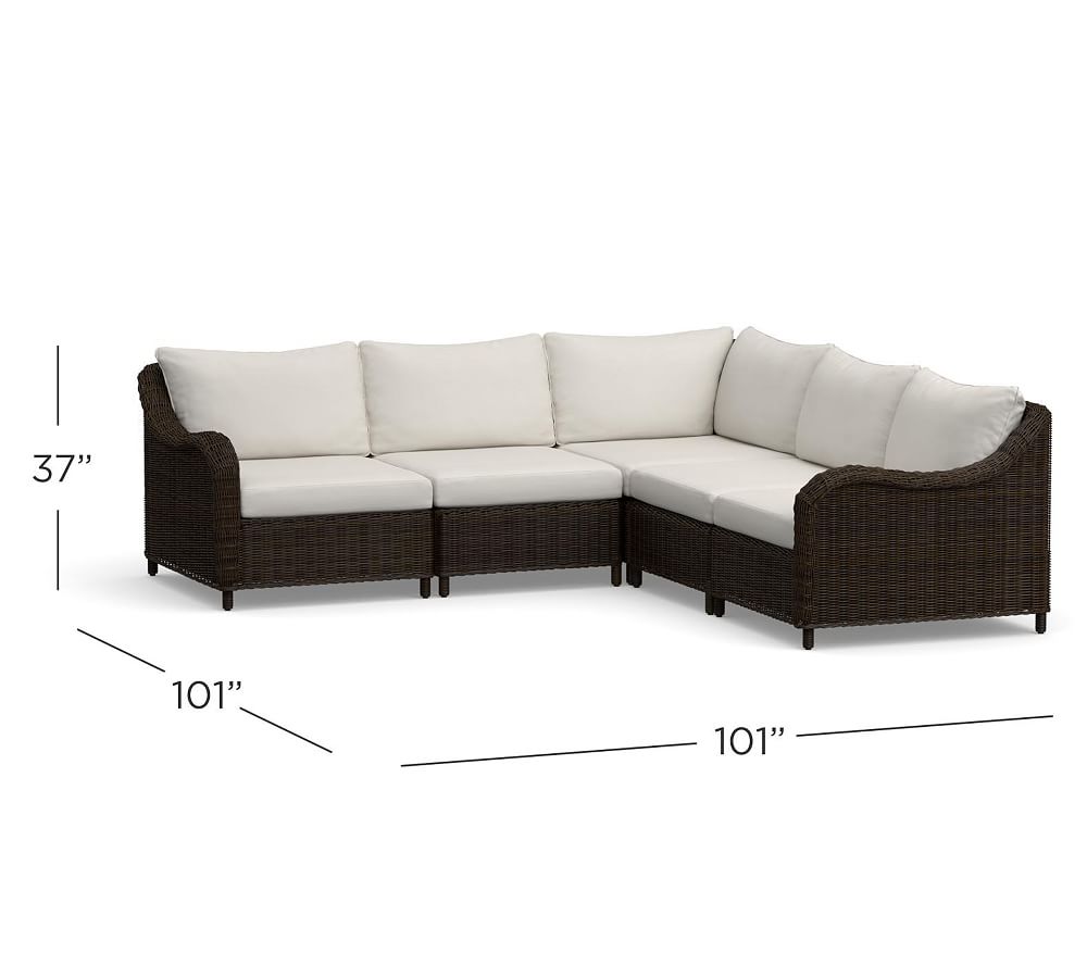 Torrey AllWeather Wicker Roll Arm Outdoor Sectional Set, Espresso