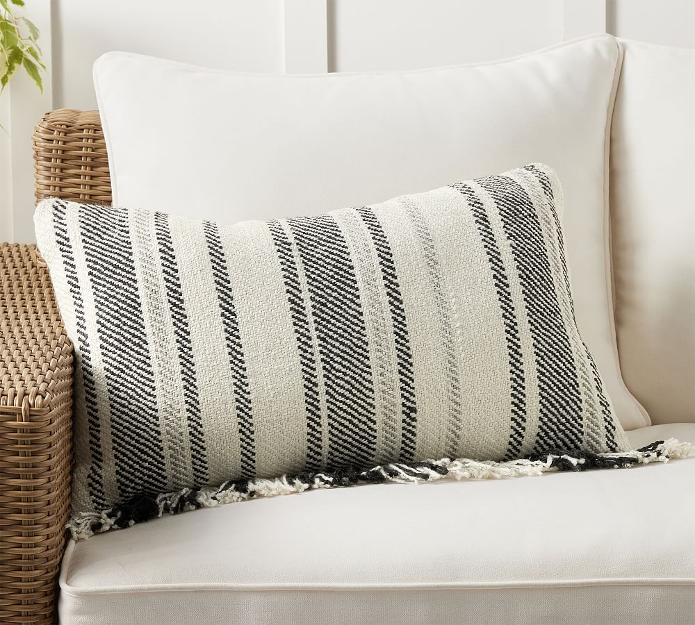 Adelaide Textured Lumbar Outdoor Throw Pillow Pottery Barn