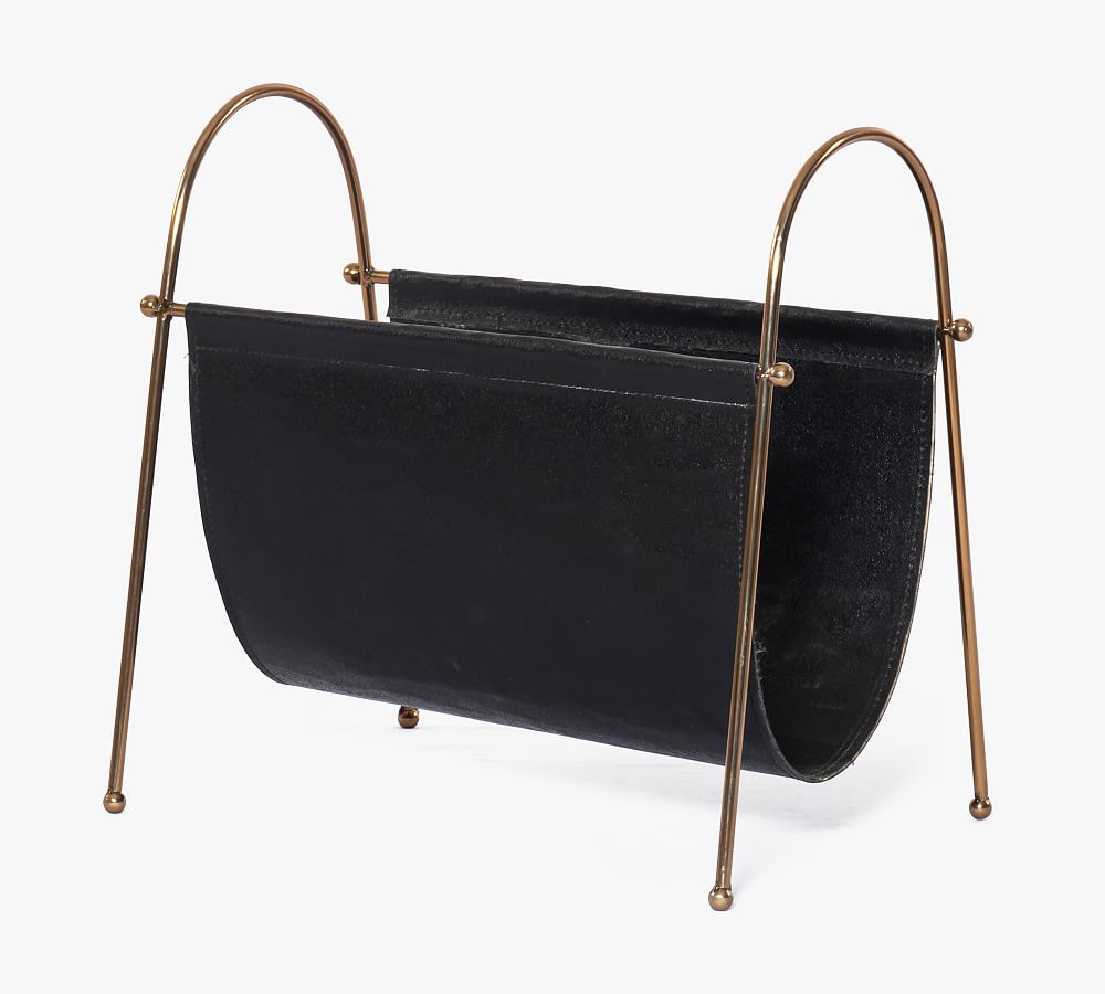 Faux Leather & Stainless Steel Magazine Holder | Pottery Barn