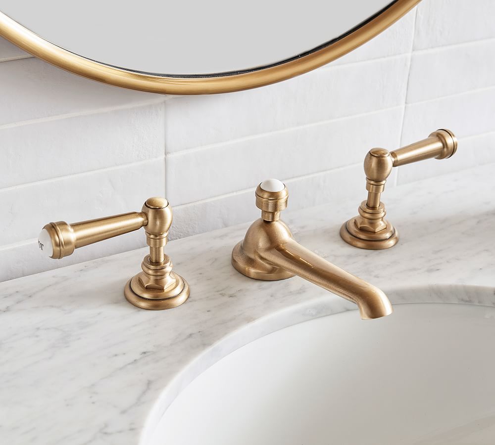 Sussex Lever Handle Widespread Bathroom Sink Faucet | Pottery Barn