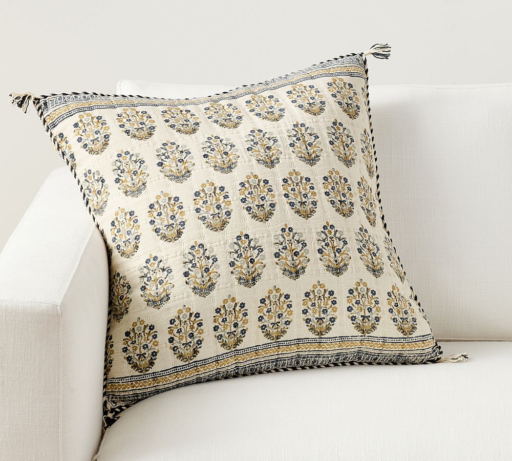 Jacquard Cotton Tassel Throw Pillow Pottery Barn