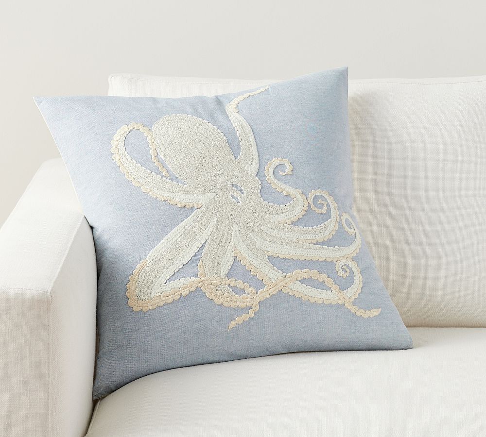 Octopus Embroidered Throw Pillow Pottery Barn