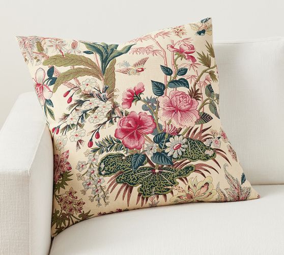 Rose Floral Reversible Striped Pillow