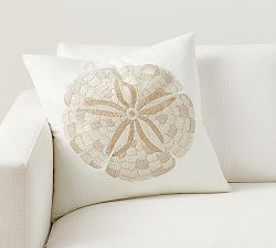 Sand Dollar Embroidered Pillow