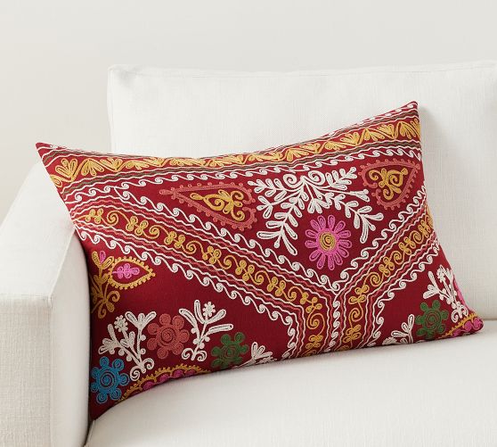 Ulla Embroidered Lumbar Pillow