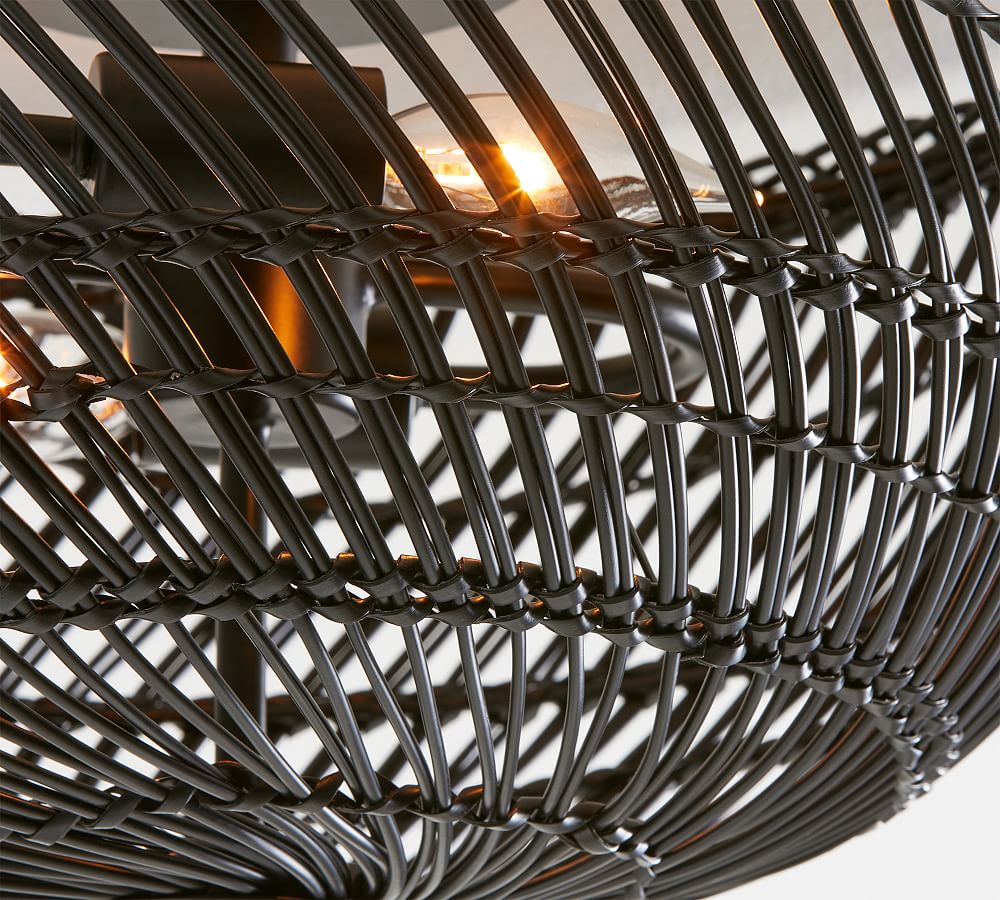 Flora Outdoor All-Weather Wicker Flush Mount | Pottery Barn