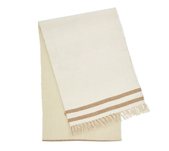 Fairfax Rustic Striped Handwoven Jute Table Runner Pottery Barn