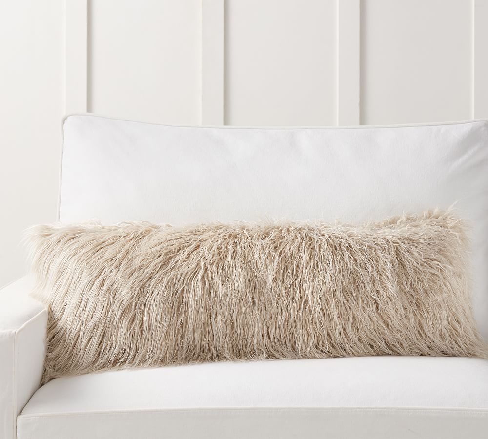 faux fur lumbar pillow